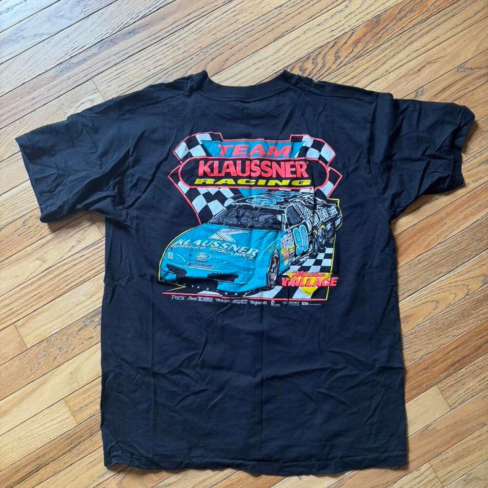 Vintage 90s black single stitch NASCAR Racing T-Shirt Klaussner Racing Size XL